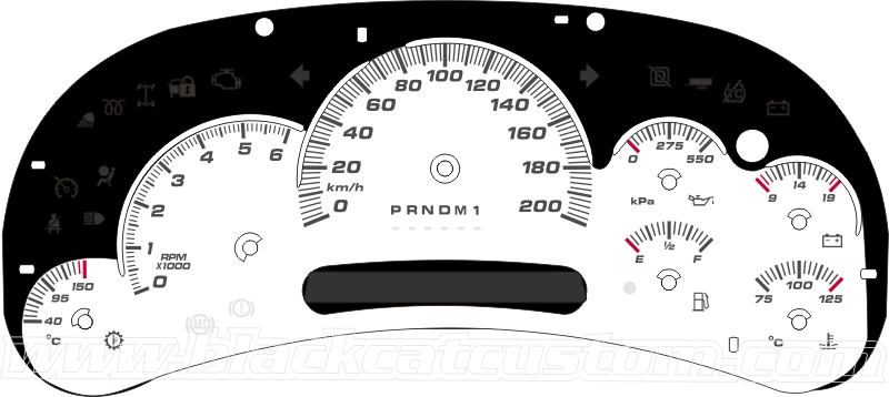 thumbnail interactive-video image 1 of GM Gauge Repair Black Gauge Face Overlay – Silverado Tahoe Sierra 2007-13 Gas, Large Text, MPH 1 of 1